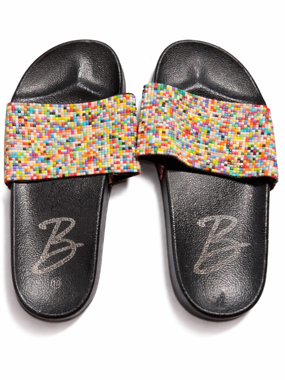 Luxury Sparkling Multicolor Rhinestone Slide Sandals | Women’s Size 10 | Stateme